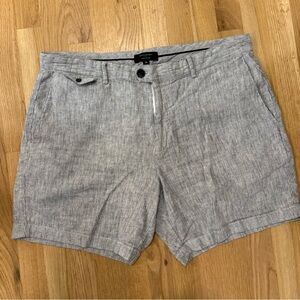 Gray Linen Blend Shorts